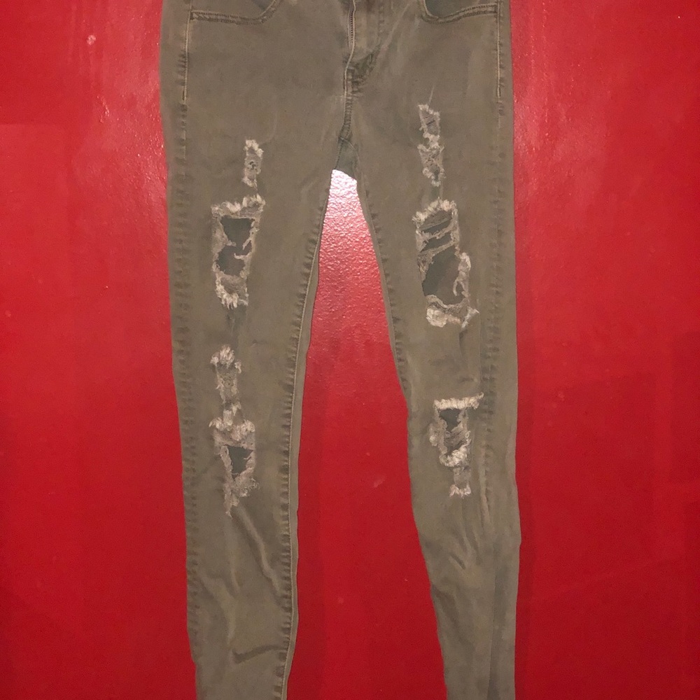 Ripped Green Jeans